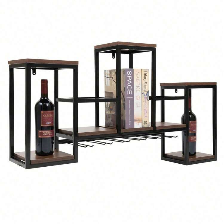 YUNRUX Wine Rack & Wine Glass Rack - 黑色 - 查看 11