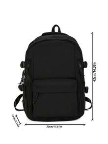 1 件纯色休闲学院风背包，带笔记本电脑隔层，大容量学生包和轻便旅行包，大容量背包旅行背包带行李带设计，适合男孩和女孩，非常适合日常使用、郊游、学校和返校，多口袋书包工作包，适合男女大学生