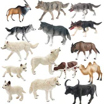 Set de 5 piezas, 1 pieza Decoración de monstruo de Halloween prioritario, figura decorativa de Navidad, juguete modelo de animal de simulación, exhibición de mesa de arena del mundo animal salvaje, modelo realista de lobo ártico aullando, postura de lobo, cachorro de lobo, decoración, gran regalo para reunión familiar, fiesta de cumpleaños, vacaciones, actividades al aire libre