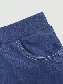 Pantalones casuales para mujer de talla grande con cintura elástica, efecto jegging, con bolsillos delanteros y traseros, de tela de punto cómoda y de moda para uso en el hogar