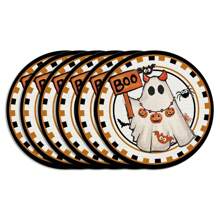 1/2/4pcs Ghost Pattern Halloween Round Placemats, Black Holiday Round Dining Table Mats, Suitable For Party, Kitchen, Dining, Breakfast, Coffee Decor