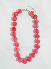 1 件波西米亚风格圆形几何树脂云朵效果串珠项链，带金属扣，手工珠宝，适合节日或日常佩戴 - 雲彩打結珠子項鍊 - 查看 27