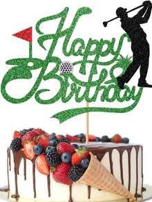 1Pc Golf Birthday Cake Topper Happy Birthday Sign Golf Ball Player Cake Decorations For Sport Themed Man Birthday Party Supplies - Multicolor - View 4