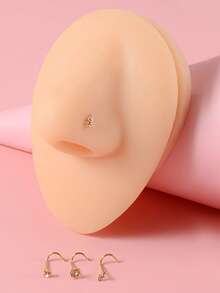 4 Cái/bộ Kim Cương Giả Trang Trí Mũi Bông Inox Phổ Biến Xuyên Cơ Thể Món Quà Trang Sức Dành Cho Nữ & Nam - Vàng - Xem 8