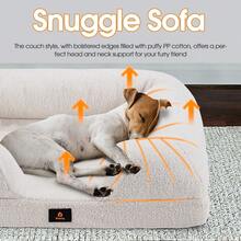 SUN YEE Memory Foam Dog Bed Pet Sofa Calming Bed Washable Removable White Large - White - View 5