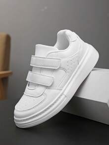 Teens' Low-Top Casual Sneakers, Wear-Resistant Thick Sole, Soft & Comfortable Lining, Hook And Loop Closure, Spring/Autumn