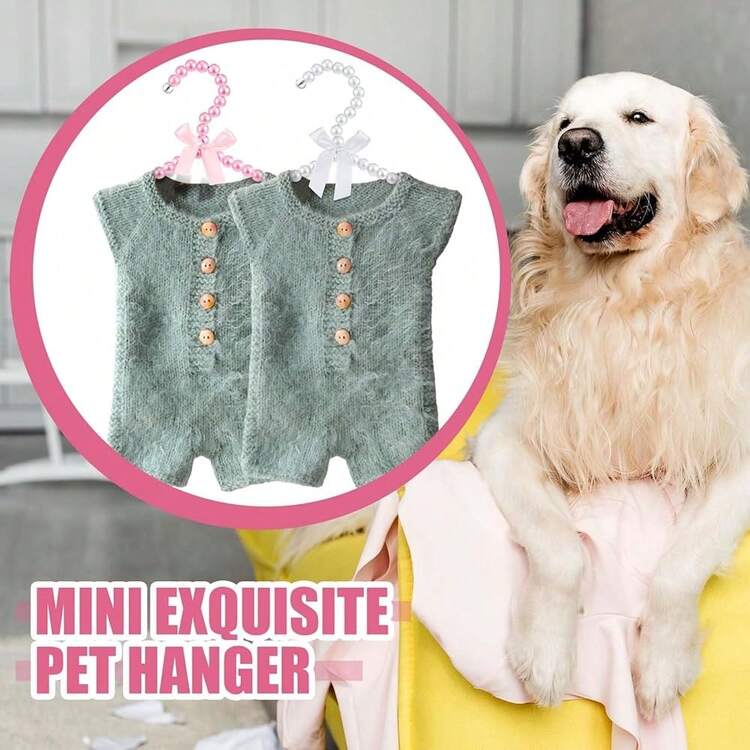 25 piezas Pequeños ganchos con perlas Mini perlas de metal Elegantes ganchos de ropa con cinta para mujeres, perros y gatos (Rosa, Blanco) - Multicolor - Añade 6
