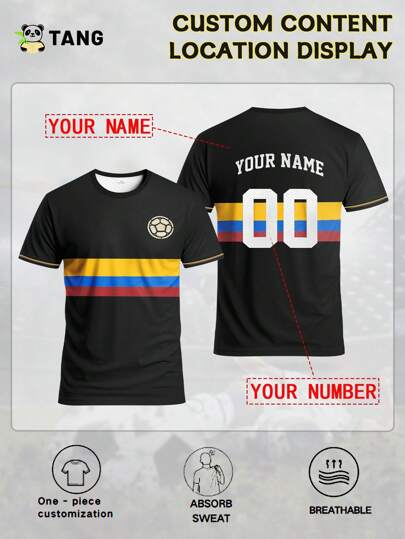 Camiseta de fútbol personalizada para hombres con rayas blancas y cuello redondo cómodo para entrenamiento de fútbol, uso casual y regalo, con nombre y número personalizados. Estiloso, de moda, hipster, casual, minimalista chic, personalizado, único, disfraz de hombre, armario cápsula, estilo básico/urbano para hombres, regalos ideales para él, novio, familia, amigos, para cumpleaños, para vacaciones/días festivos, para la escuela/competencia, para deportes/escalada