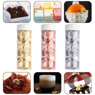 2g Edible Gold Foil Cake Decorative Flakes, Gold Foil Decorative Stickers, Imitation Metal Decor For Drinks, Cooking, Chocolate, Cakes, Beverages, Desserts, Cupcakes, Cosmetics