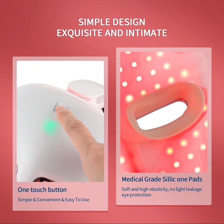 Foreverlily Rechargeable LED Face Mask With 270 Beads - 7 Color Modes, USB Powered, Perfect Mother's Day Gift & Valentine's Day Gift For Mom - 白色 - 查看 6