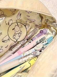 Sanrio 1 PC Sanrio Pochacco/Cinnamon Dog Large Zipper Pencil Case | Visually Appealing Plush Design, Durable Fabric Organizer For School, Office Supplies, And Stationery