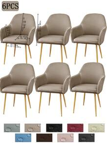 1件/2件/4件/6件装纯色牛奶丝新款弧形薄款座椅套，经典简约设计，防水（非100%防水），防尘，适用于客厅、餐厅、书房等场所，100%涤纶薄款弧形椅套，房间装饰 - 彩色 - 查看 22