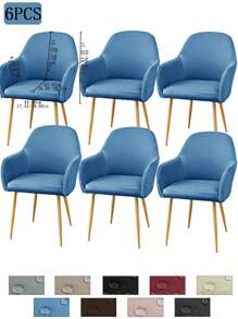 1件/2件/4件/6件装纯色牛奶丝新款弧形薄款座椅套，经典简约设计，防水（非100%防水），防尘，适用于客厅、餐厅、书房等场所，100%涤纶薄款弧形椅套，房间装饰 - 彩色 - 查看 46