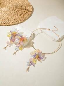 1pc Choker + 1 Pair Earrings Bohemian Ocean Style Shell Flower 3D Floral Choker + Earrings Jewelry Set, Suitable For Beach, Party, Gathering
