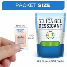 SLotFancy Silica Gel Packets 300 Packs 0.5 Gram Indicating Desiccant Dehumidifier Packets Moisture Absorber Bags For Spices Jewelry Shoes - 白色 - 查看 3