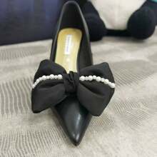 1 Par de Clipes de Sapato com Laço Elegante e Pérola de Strass, Acessórios de Sapato DIY para Festa, Todas as Estações