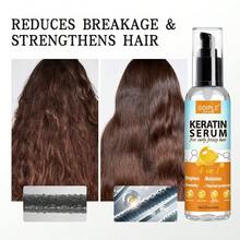 GOIPLE 角蛋白护发精华液，蕴含摩洛哥阿甘油，适用于干性、受损、卷发，增添光泽，抗毛躁，热保护喷雾，柔顺，滋养，保湿，适用于所有发质（2 液体盎司/60 毫升） - 橘色 - 查看 4