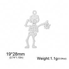 1 pieza Esqueleto bailarín minimalista de acero inoxidable, colgante de araña y murciélago, accesorio creativo con diseño de Halloween adecuado para collar, pulsera, llavero, aretes, accesorios hechos a mano DIY