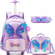 3PCS Girls Rolling Backpack With Wheels For Kids 3D Animal School Roller Backpack,Carry On Travel Luggage With Lunch Bag And Pencil Case For Girls Ages 5-12 - Multicolor Girls Trolley School Bag - View 15