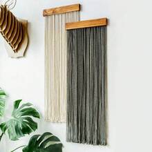 1pc Handmade Bohemian Style Tapestry Wall Hanging, Decorative Wall Blanket For Living Room, Bedroom, Office, Nursery With Tassels, Minimalist Wood Board Background ,Room Decor, Home Decor, Room Stuffs ,Wall Arts, Flags For Room, Tapestry, Wall Tapestry - As Shown In the Figure - View 10