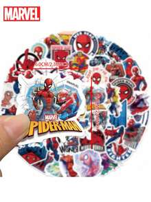 Marvel 50 Miếng dán vinyl hình Người Nhện được  cấp phép chính thức, quà tặng hoạt hình chống nước cho bình nước, ốp lưng máy tính xách tay, bình nước, máy tính, điện thoại, mũ bảo hiểm, xe hơi và đề can - Nhiều màu - Xem 9