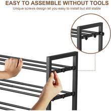 Expandable Shoe Rack, 3-Tier Adjustable Space Saving Narrow Shoe Organizer, Heavy Duty Metal Free Standing Storage For Entryway, Closet, Doorway (Black) - Tier 3 - View 5