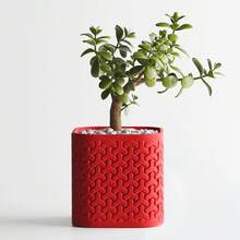 ORIZZONTE Dekorative Vase mit geometrischem Muster – erhältlich in zwei Größen – ideal als Heimdekoration, Tafelaufsatz oder Blumenhalter, 100 % Made in Italy, Versand aus Italien - Rot - Übersicht 4