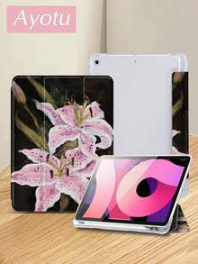 Ayotu 这款莲花油画图案的iPad保护套兼容iPad 10.2英寸（2021/2020款，第九/八代）、Galaxy Tab A8 10.5英寸（2022款），带有Apple Pencil笔槽，也适用于Kindle Paperwhite第十二代（2024款），支持自动休眠/唤醒功能，时尚保护套。 - 彩色 - 查看 3