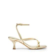 Women's Kitten Low Strappy Lace Up Heels Open Square Toe Thong Ankle Strap Heels Sexy Fashion Comfort Dress Shoes Party Sylvestra Pumps Heeled Sandals - 金色 - 查看 5
