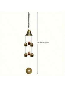 1pc Lucky Wind Chimes, Copper Alloy Dragon Pattern Wind Chimes With 6 Bells, Hanging Wind Bell For Home Garden, Good Luck Blessing, Yard Art Decor