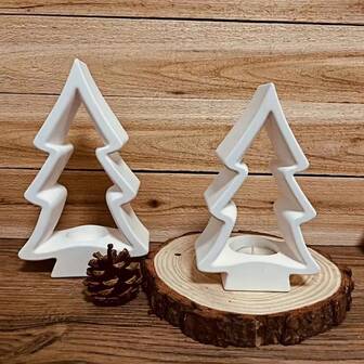DIY Resin Mold Christmas Tree Candle Holder Silicone Mold Christmas Scented Candle Base Mold