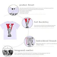 Fashion Men's Short Sleeved T-Shirt V Letter Printed Tops Casual Couple T-Shirt Hip Hop Short Sleeved Tops - 風格 V12 - 查看 6