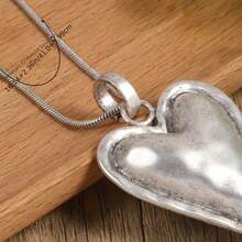 Vintage Zinc Alloy Heart Pendant Necklace For Women Valentine's Day Necklace Jewelry Gift - [銀色] - 查看 7
