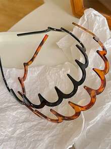 1条女士豹纹发箍 - 棕黑色动物图案防滑宽头巾，适合女士和女孩，时尚树脂发饰，可用于造型、工作、上学、化妆（豹纹发箍），女士发箍头饰发带 - 彩色 - 查看 5