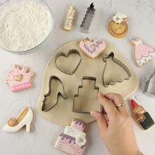 4pcs Stainless Steel Cookie Moulds, Including Diamond Ring, Suit, Wedding Dress, And Cake Shapes, With Stainless Steel Cookie Cutter, For Diy Wedding Cookies, Icing Cookies, Cake Cutting And Cookie Moulding - Silver - View 8