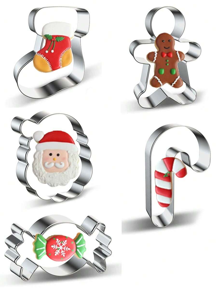 1 cái Khuôn cắt bánh quy hình người bánh gừng, kẹo que, đầu ông già Noel bằng thép không gỉ, dụng cụ làm bánh kẹo mềm tự làm, dụng cụ nướng bánh, đồ trang trí Giáng sinh, đồ ngủ Giáng sinh, quà tặng Giáng sinh, đồ trang trí Giáng sinh - cắt cookie - Xem 1