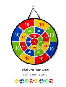 这款大型双面飞镖靶专为儿童设计，是一款趣味十足的派对游戏玩具，配有粘性球和飞镖！内含8个粘性球，适合儿童球类游戏，也适用于室内/室外/花园/棋盘游戏以及各种趣味派对活动。是送给3-12岁男孩女孩的完美生日礼物，也非常适合圣诞节和万圣节！ - 彩色 - 查看 19
