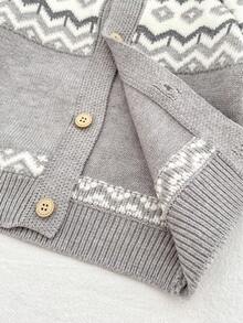 Vintage Style Baby Boy Knitted Cardigan Top, New Geometric Sweater Jacket For Infant Boys, Spring Autumn