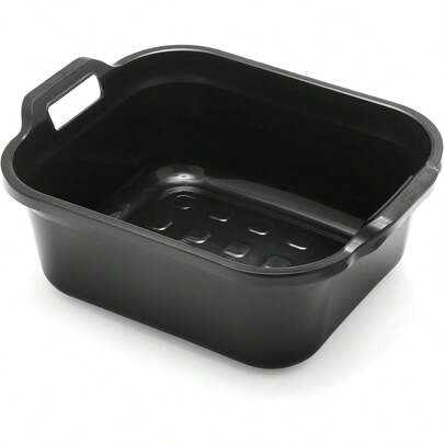 Addis 517936 Large Rectangular 10 Litre Washing Up Bowl With Handles, Black, 39 X 32 X 14 Cm
