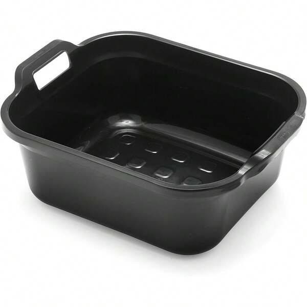 Addis 517936 Large Rectangular 10 Litre Washing Up Bowl With Handles, Black, 39 X 32 X 14 Cm