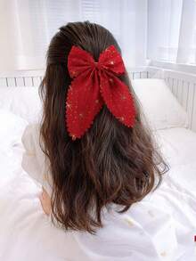 Bộ 6 kẹp tóc nơ in họa tiết lá kim loại nhiều màu sắc cho bé gái, phụ kiện tóc bằng vải xếp ly chắc chắn, dùng hàng ngày. - Nhiều màu - Xem 6