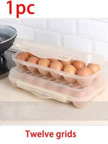 12/18格食品储物盒，带盖，可拆卸隔板，可堆叠设计，带鸡蛋托盘，塑料材质，可重复使用 - 彩色 - 查看 13