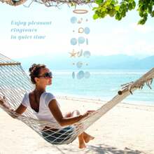 1pc Starfish Mirror Wind Chime, Artistic Wooden Shell Wind Chime, Home Window Sill Entryway Decor, Beach House Decor, Home Decor, Gift, Yard Garden Decoration, Christmas Decor, Christmas Ornament, Thanksgiving Christmas Gift - White - View 9