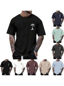 Men's Oversized Coconut Tree T-Shirt 100% Cotton From S To Plus Size G3 - trái cam - Xem 3