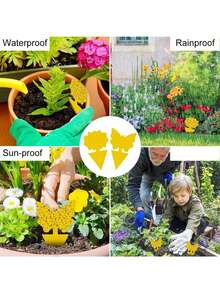 100 Yellow Fruit Fly Traps, Self-Adhesive Plant Protection Film (Butterfly + Bird Shape) To Repel Aphids, Leaf Flies, And Pests, Ideal For Plants On Balconies Or In The Garden - 黃色 - 查看 5