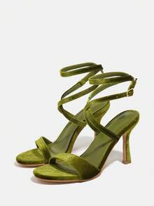 Giày cao gót mũi nhọn trong suốt cho nữ, dép dự tiệc gợi cảm có gót nhọn và đế răng cưa cho mùa hè - màu xanh lá - Xem 5