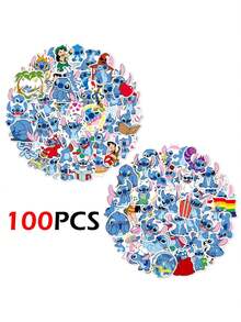 50/100PCS Optional Disney Officially Licensed Stitch Cute Cartoon Style Lilo & Stitch Sticker Decoration DIY Sticking Notebook Mobile Phone Case Gift Wrapping Party Decoration Cute And Childlike PVC Material Cartoon Patterns Various Styles Children's Handicraft Festival Decorative Gifts Christmas Halloween