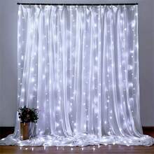 1pc LED Window Curtain Lights With 8 Lighting Modes Remote Control, USB Powered Fairy Lights For Christmas, Halloween, Wedding, Home, Garden, Bedroom, Holiday Party Decor - USB Curtain Light - View 4
