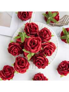 5/12/20/500PCS 1.77in Artificial Rose Heads Fake Plants, Artificial Flower, For Bride Holding Flower, Bouquet DIY, Wreath Material, Candy Box Accessories, Chest Flower, Headflower Material, Birthday Party , Home Decor, Wedding Decorations, Spring Decor, Room Decor, Kitchen Accessories, Dining Room, Bedroom Decor, New Year Decoration, Outdoor Garden, Opening Season - Red - View 3
