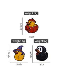 3 件朋克南瓜骷髅鬼鸭珐琅别针万圣节动物鸭子金属胸针背包翻领徽章趣味珠宝礼物朋友 - 彩色 - 查看 8